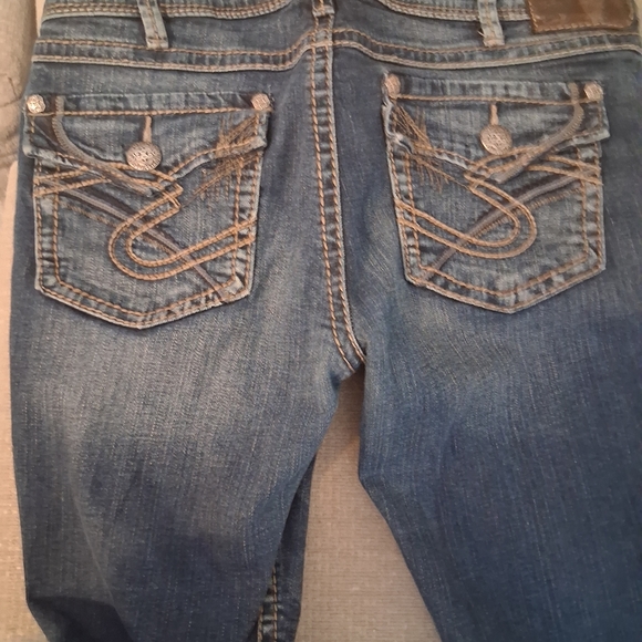 Silver Jeans Co. Pioneer Bootcut Jeans W32 L33 Dark Wash Distressed - Picture 5 of 8